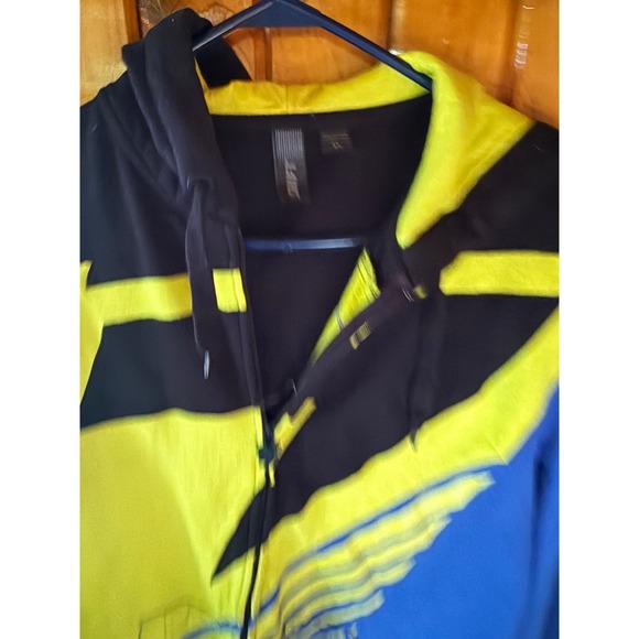 Shift Men's Full Zip Hoodie Black Yellow Blue Graphic Hooded Sweatshirt Size XL - Picture 5 of 5